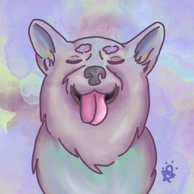 Pastel Rainbow Dog (Tongue Out)