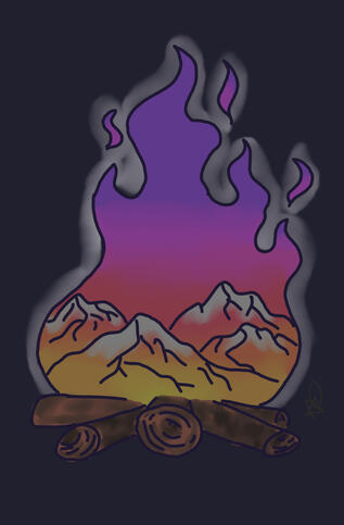 Campfire Sunset Mountains